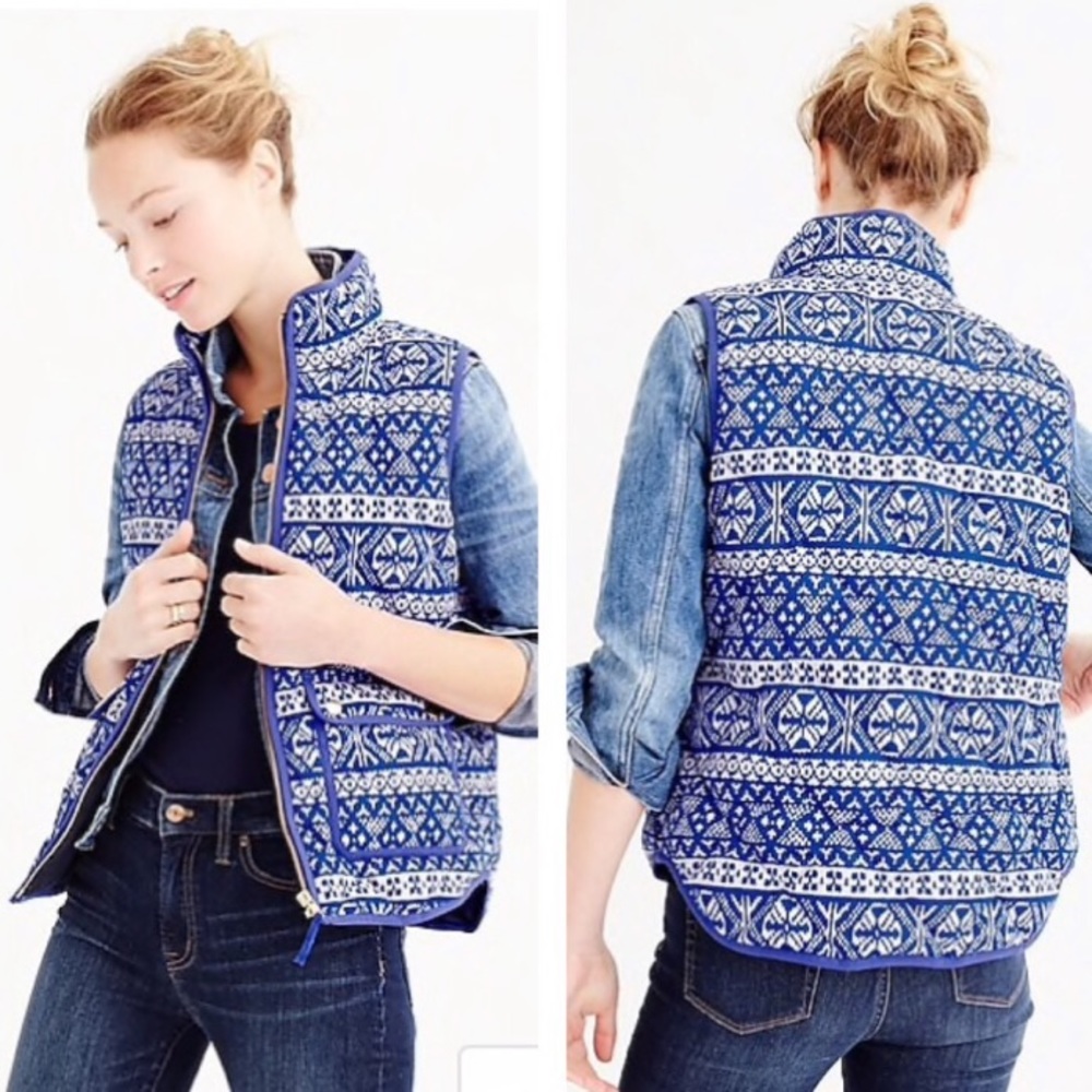 J crew blue fair isle excursion vest